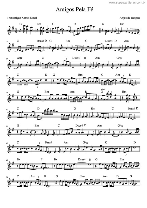 Partitura da música Amigos Pela Fé v.7