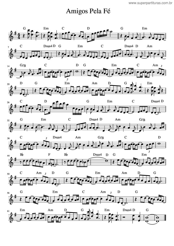 Partitura da música Amigos Pela Fé v.9