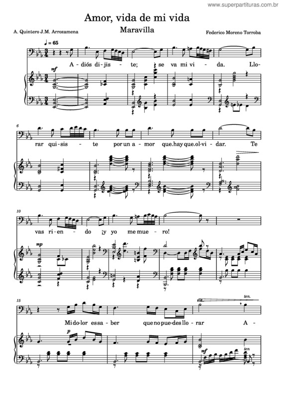 Partitura da música Amor, Vida De Mi Vida v.2