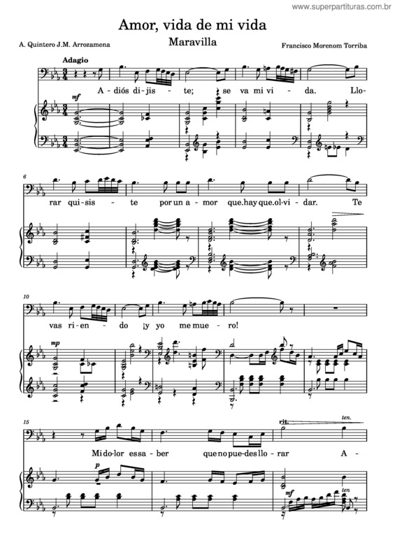 Partitura da música Amor, Vida De Mi Vida