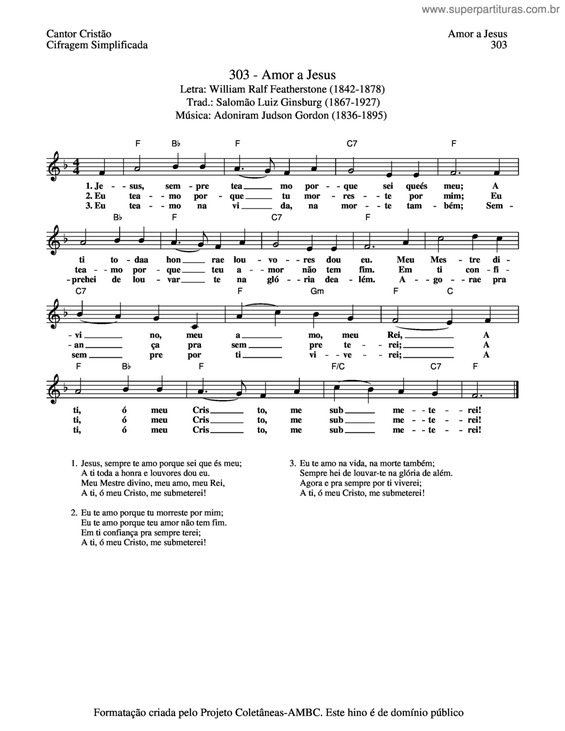 Partitura da música Amor A Jesus