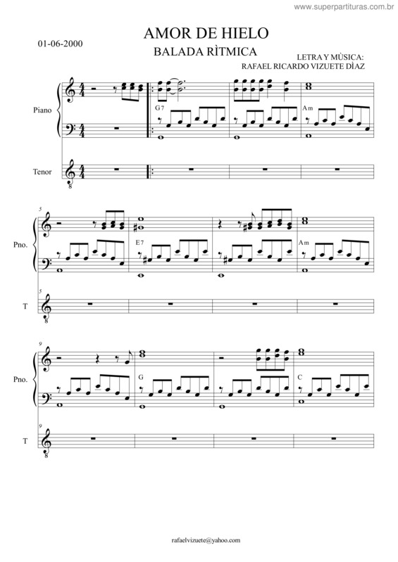 Partitura da música Amor de Hielo