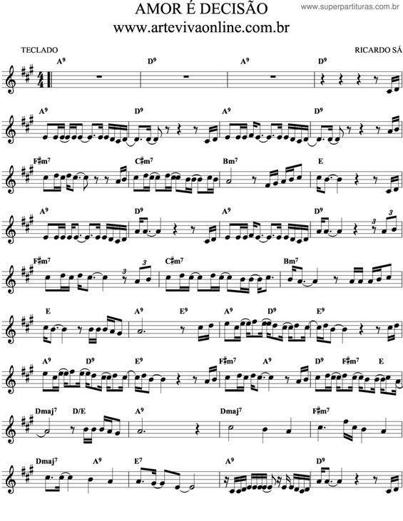 Partitura da música Amor É Decisão