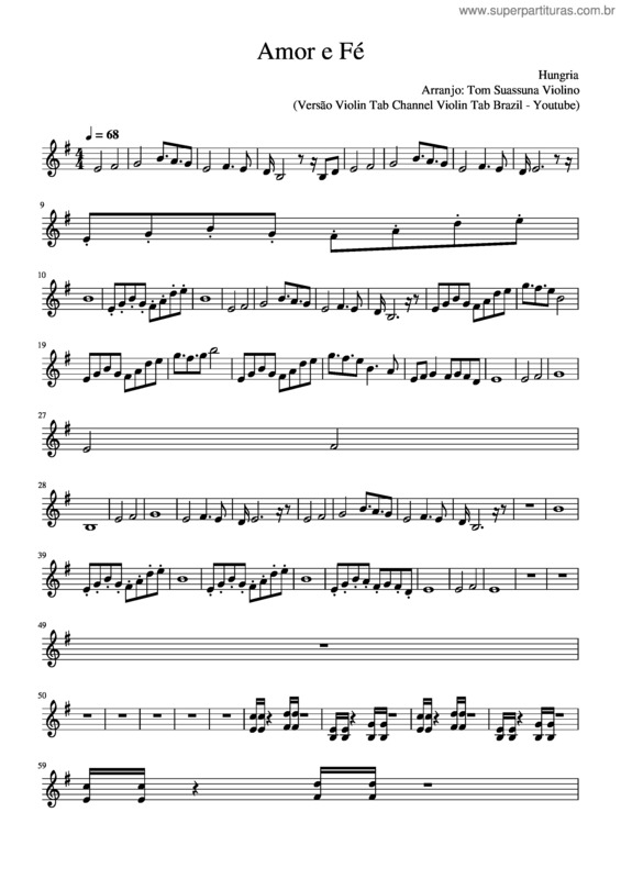 Partitura da música Amor E Fé v.2