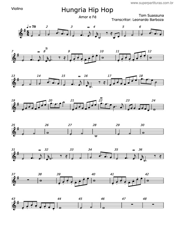 Partitura da música Amor E Fé v.3