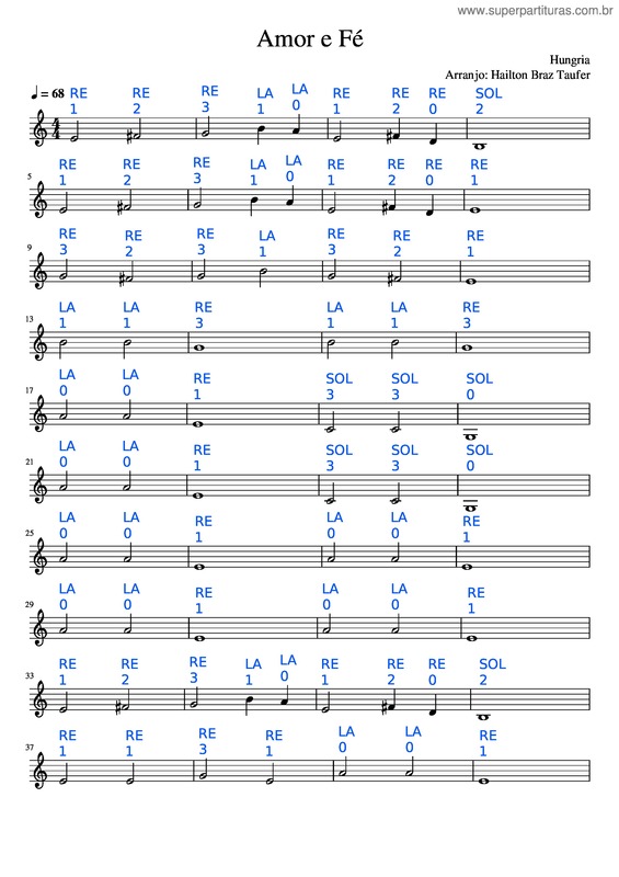 Partitura da música Amor E Fé