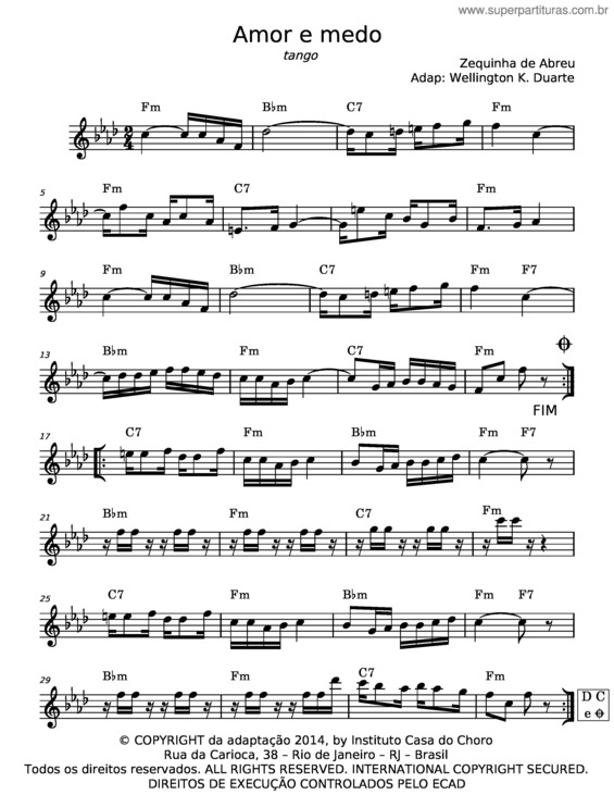 Partitura da música Amor E Medo v.5