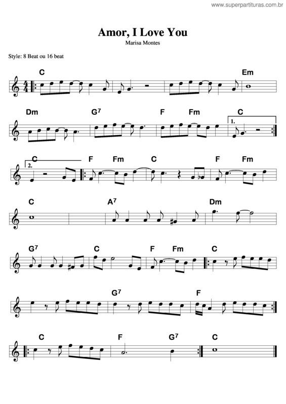 Partitura da música Amor I Love You v.10