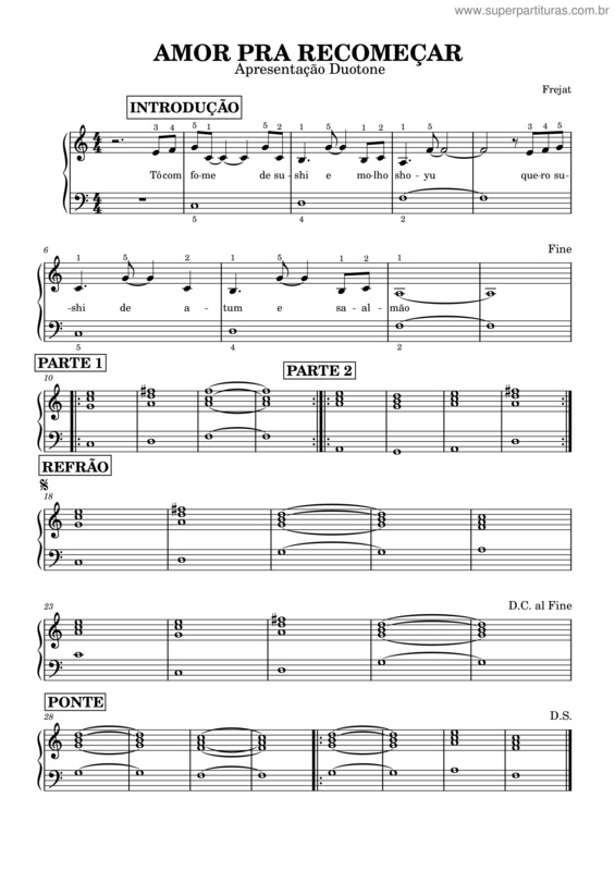 Partitura da música Amor Pra Recomeçar v.2