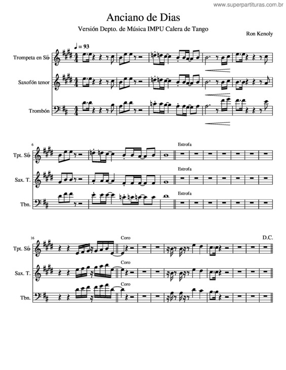 Partitura da música Anciano De Dias