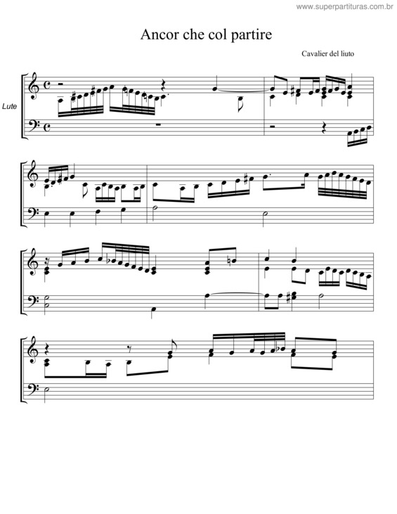 Partitura da música Ancor che col partire