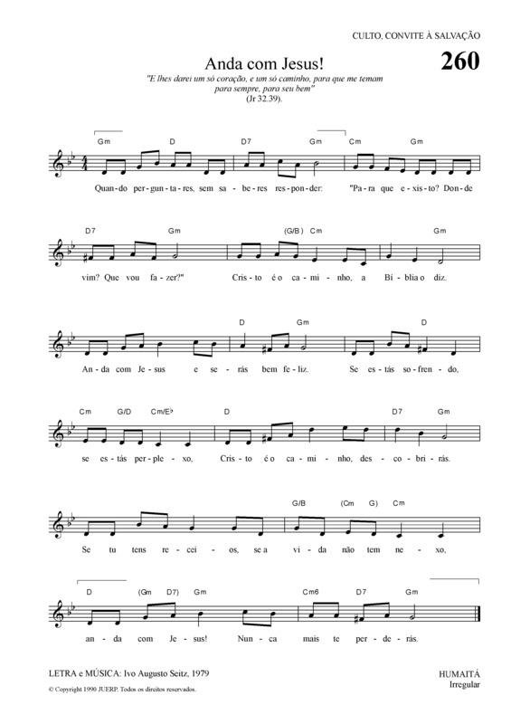 Partitura da música Anda Com Jesus