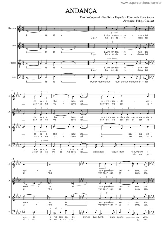 Partitura da música Andança v.10