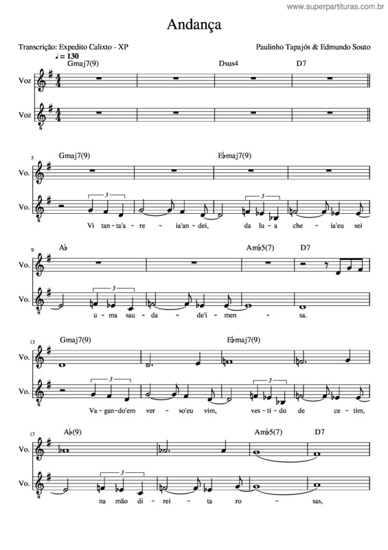 Partitura da música Andança v.8