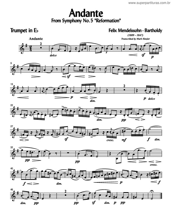 Partitura da música Andante v.11