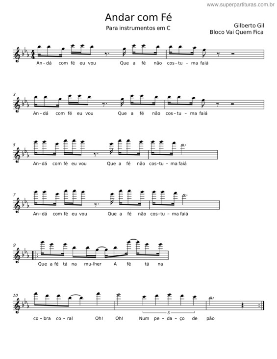 Partitura da música Andar Com Fé v.4