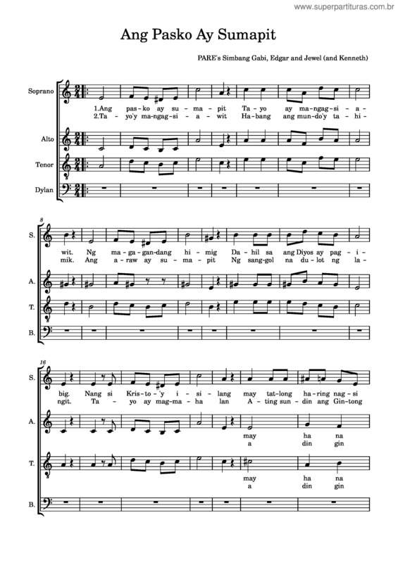 Partitura da música Ang Pasko Ay Sumapit