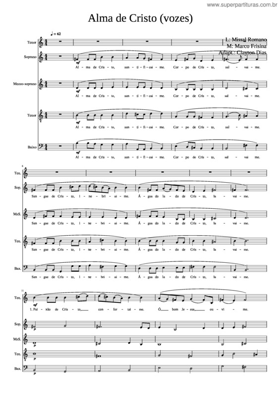 Partitura da música Anima Christi v.2