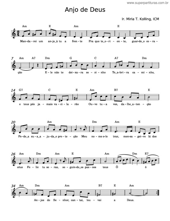 Partitura da música Anjo De Deus