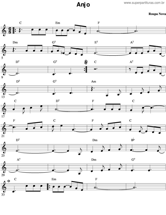 Partitura da música Anjo v.8