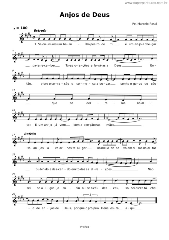 Partitura da música Anjos De Deus v.3