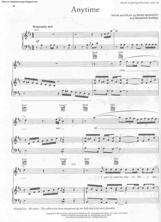 Partitura da música Anytime v.3