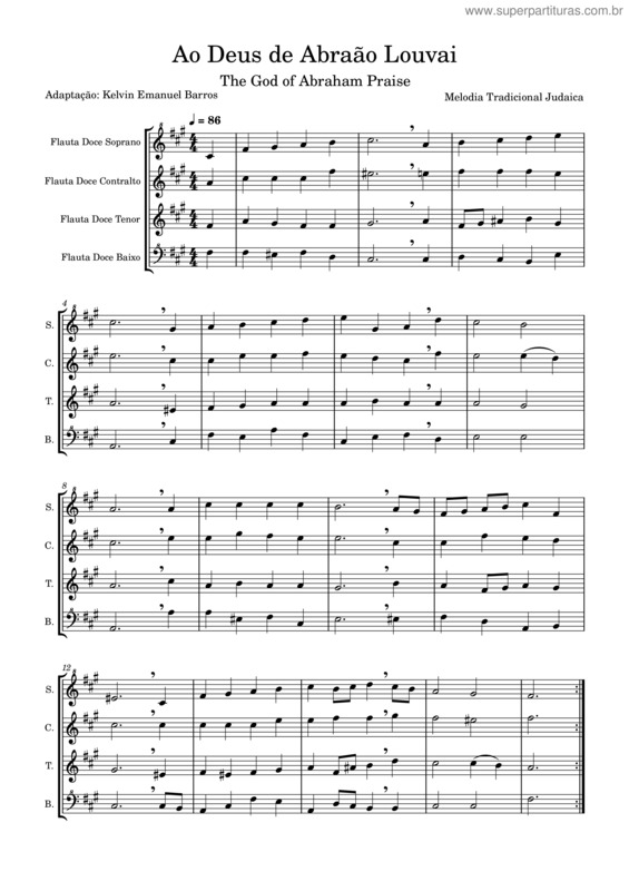 Partitura da música Ao Deus De Abraão Louvai v.7