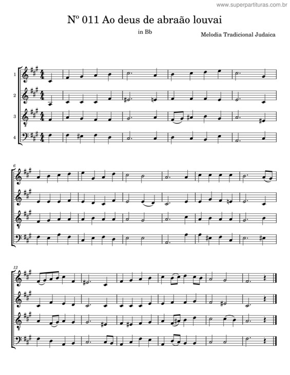 Partitura da música Ao Deus De Abraão Louvai v.9