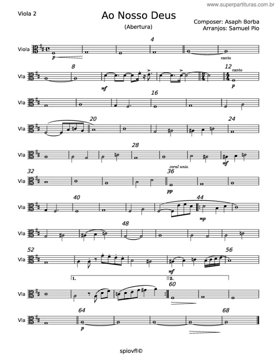 Partitura da música Ao Nosso Deus v.2