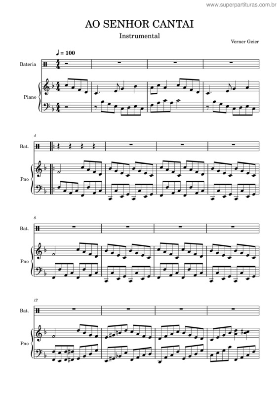 Partitura da música Ao Senhor Cantai v.2