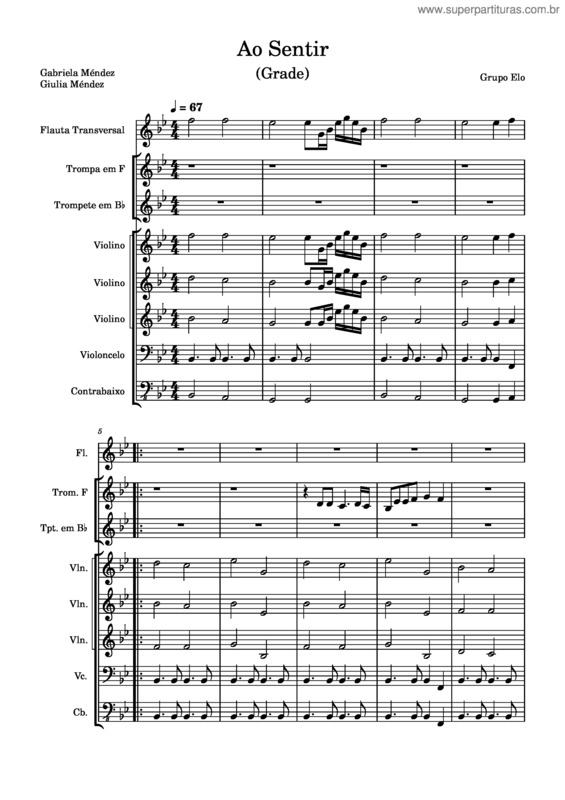 Partitura da música Ao Sentir