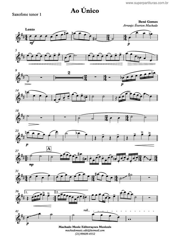 Partitura da música Ao Único v.14