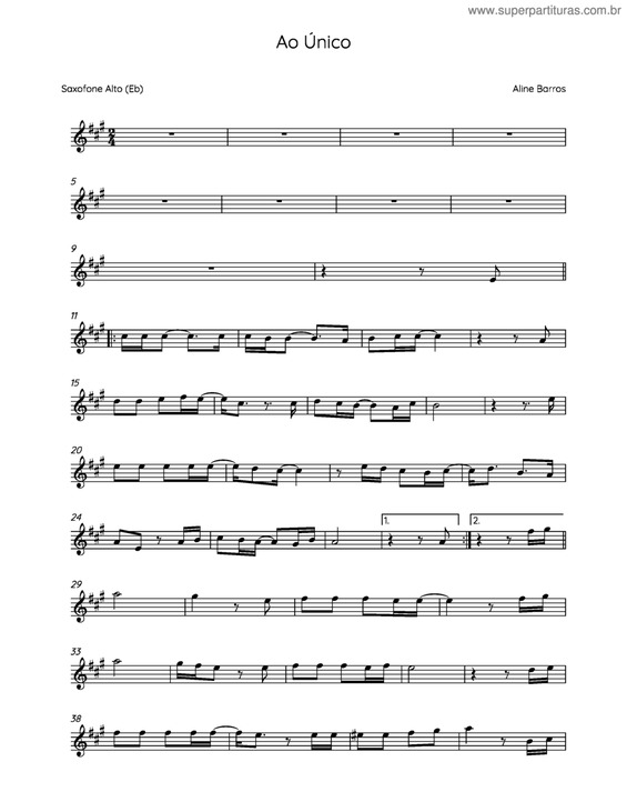 Partitura da música Ao Único v.15