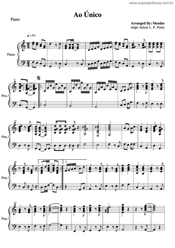 Partitura da música Ao Único v.16