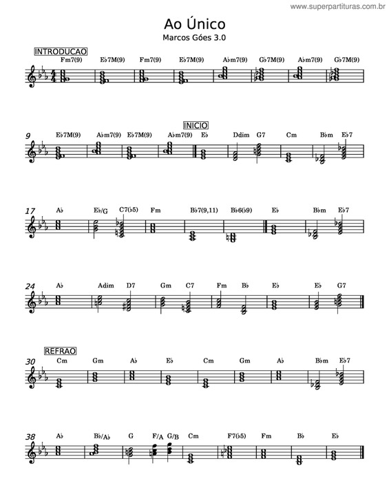 Partitura da música Ao Único v.24