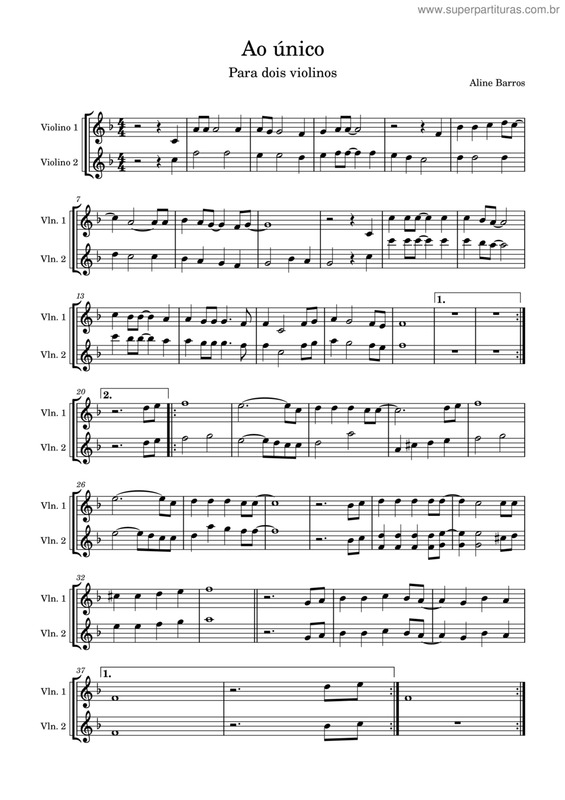 Partitura da música Ao Único v.27