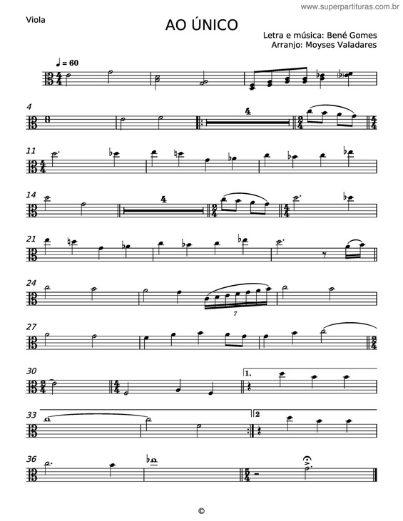 Partitura da música Ao Único v.28