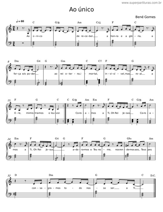 Partitura da música Ao Único v.31