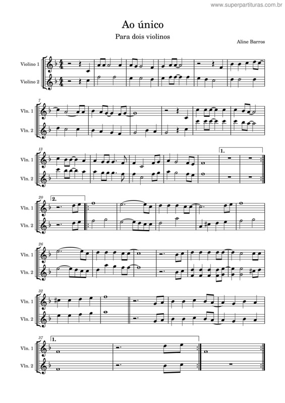 Partitura da música Ao Único v.34