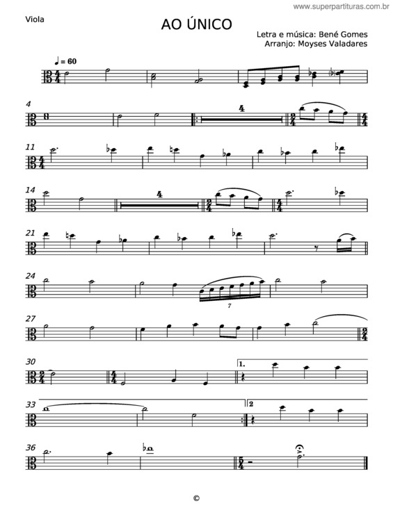 Partitura da música Ao Único v.38