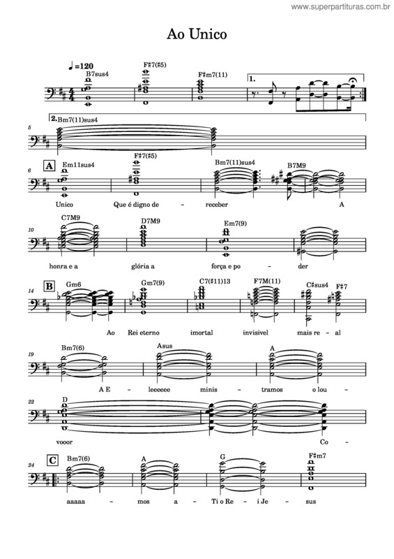 Partitura da música Ao Único v.40