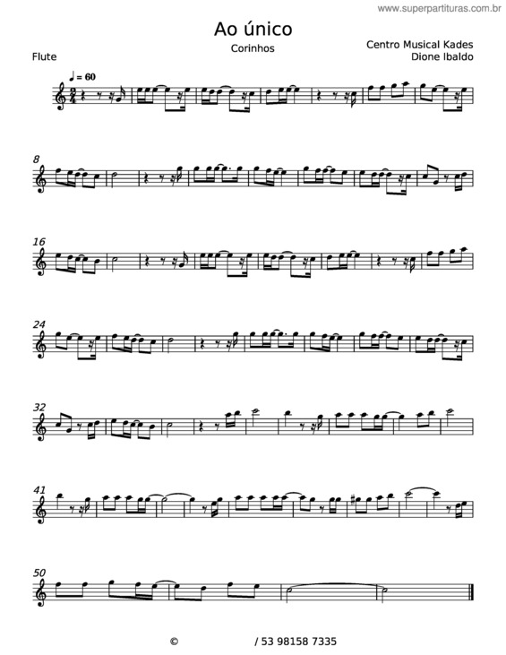 Partitura da música Ao Único v.41