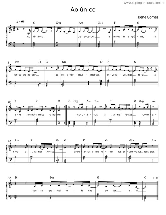 Partitura da música Ao Único v.42