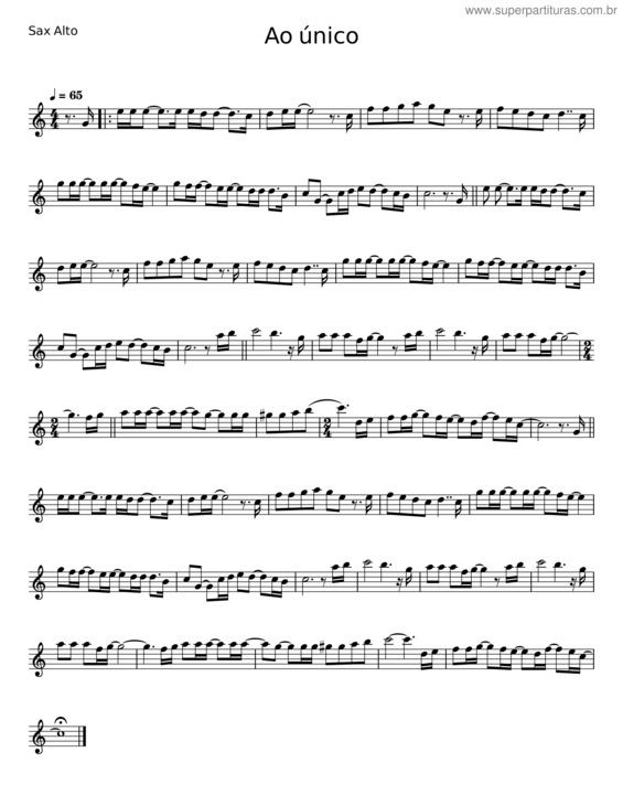 Partitura da música Ao Único v.46