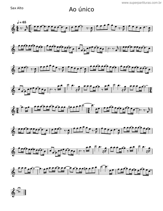 Partitura da música Ao Único v.47