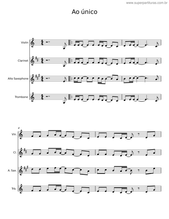 Partitura da música Ao Único v.49