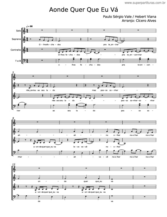 Partitura da música Aonde Quer Que Eu Vá v.6