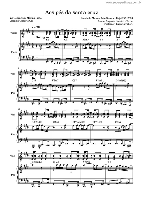 Partitura da música Aos Pés Da Cruz v.3