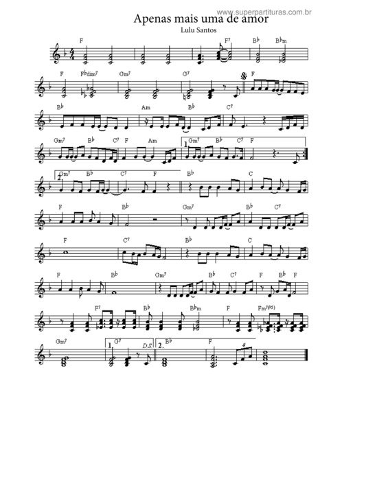 Partitura da música Apenas Mais Uma De Amor v.3