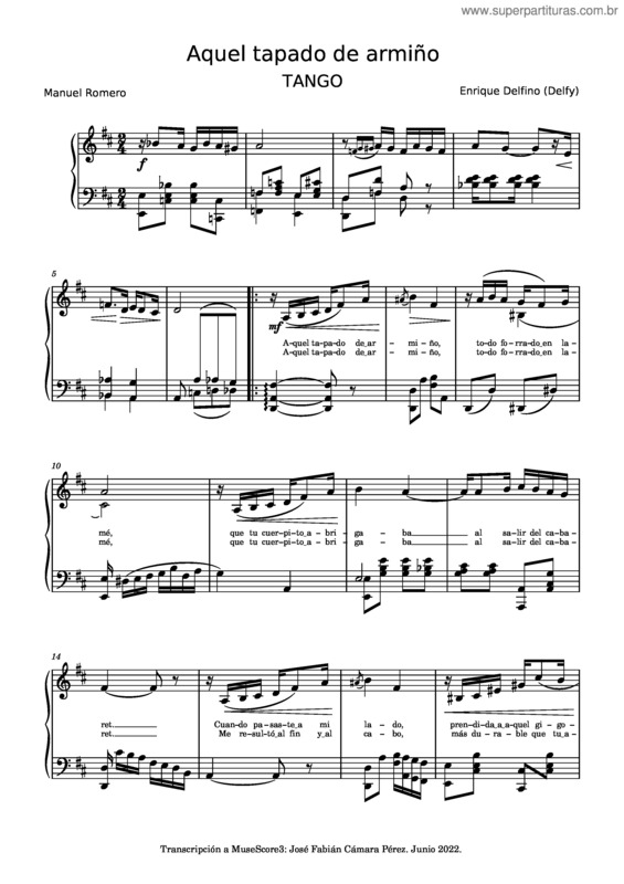 Partitura da música Aquel Tapado De Armiño – Enrique Delfino